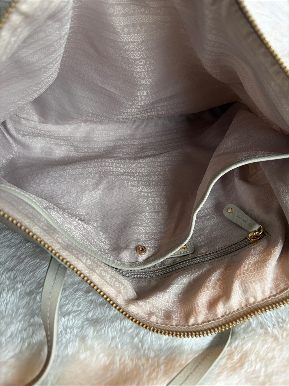 JPK Paris 75 Nylon Tote Bag Beige Taupe Gold Hardware Large Shoulder Bag - Picture 10 of 13